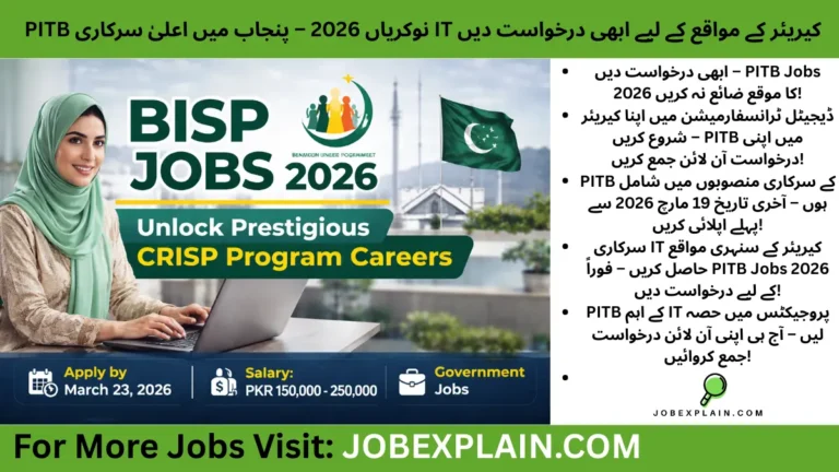 PITB Jobs 2026 Lahore – Government IT career opportunity in digital transformation, automation, and business process improvement.