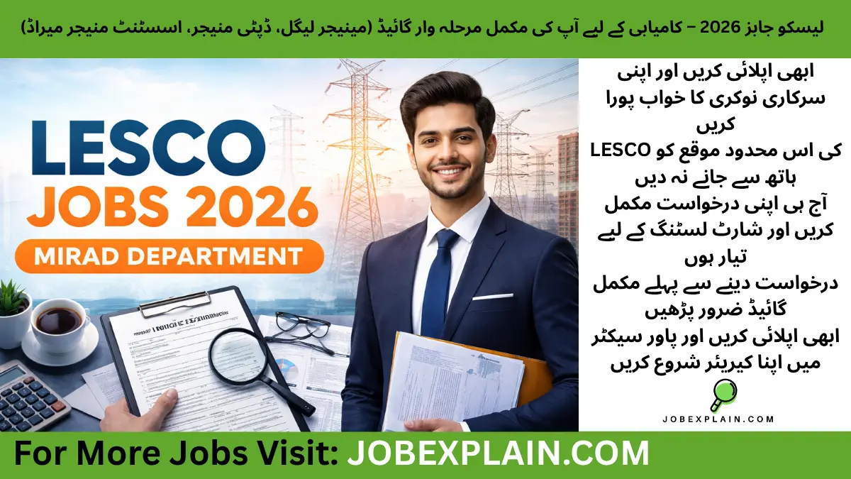 LESCO Jobs 2026 MIRAD Department advertisement for Manager and Assistant Manager positions in Pakistan