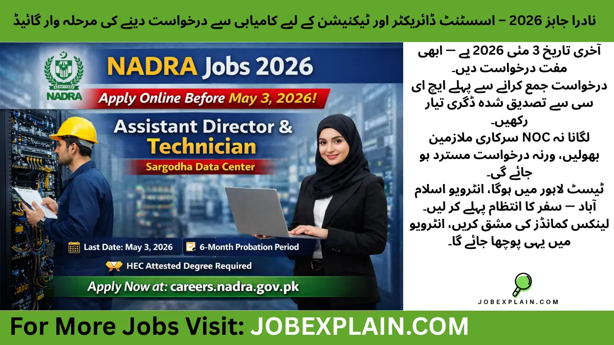 NADRA Jobs 2026 Assistant Director and Deputy Superintendent Sargodha Data Center Apply Online