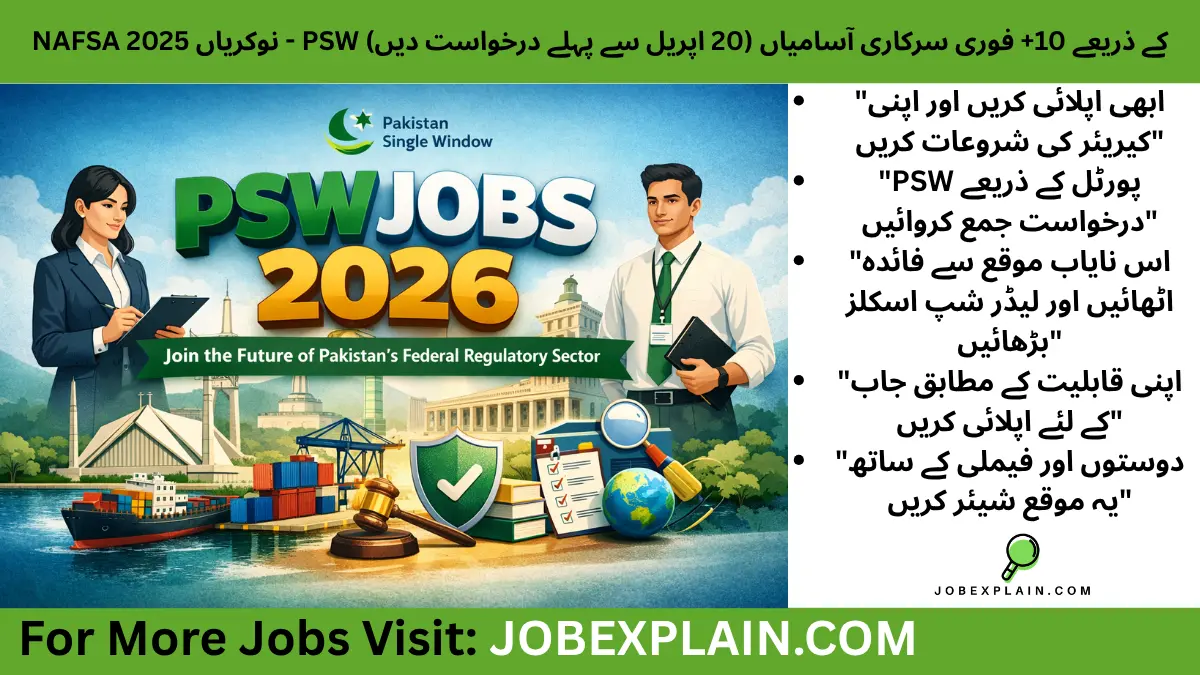 NAFSA Jobs 2026 via Pakistan Single Window – Apply Online for Government Jobs in Policy, Trade, and Food Safety