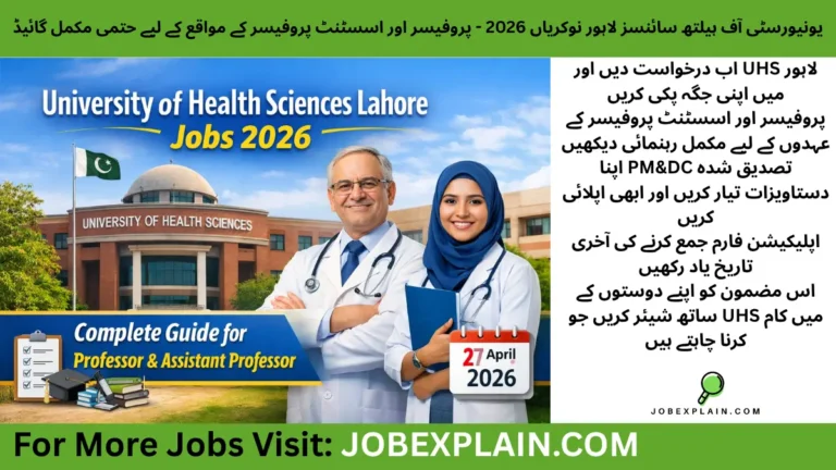 University of Health Sciences Lahore Jobs 2026 – Professor & Assistant Professor recruitment guide with application deadline and faculty eligibility